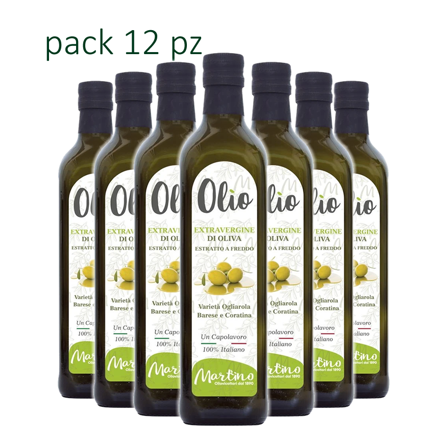 12 Bottiglie da 750ml | Olio Extravergine di Oliva Martino | 100% Italiano