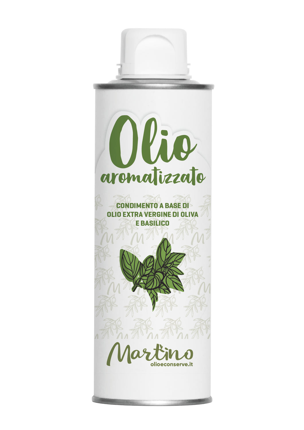 Martino - Condimento Aromatizzato al Basilico con Olio Extravergine d'Oliva - Lattina 250 ml con tappo Antiriempimento
