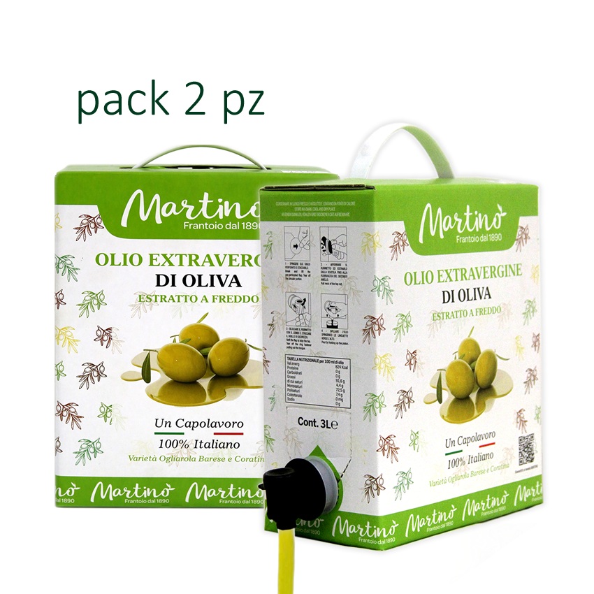 6 litri | Olio Extravergine di Oliva Martino | 100% Italiano | pack 2x BAGinBOX